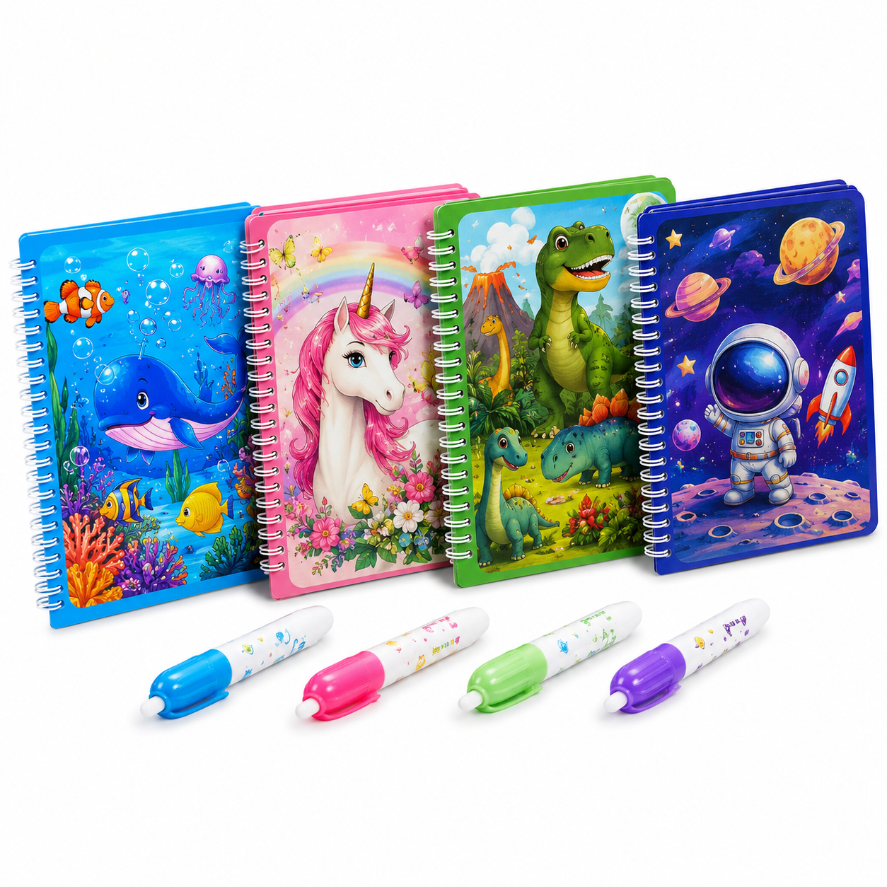 Magic Water Coloring Book (Pack of 4) – Reusable Mess-Free Painting Books for Kids