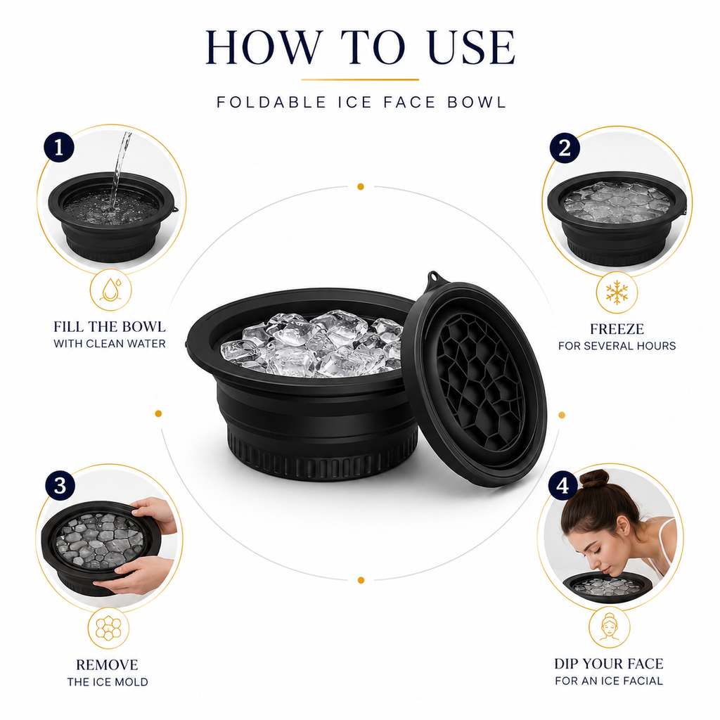 Foldable Ice Face Bowl – Reusable Silicone Ice Facial Spa Bowl for Glowing Skin