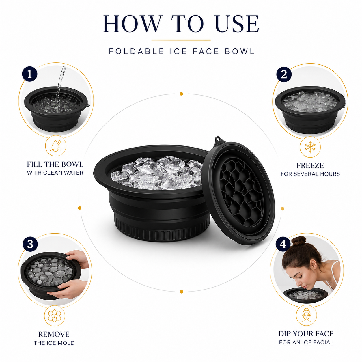 Foldable Ice Face Bowl – Reusable Silicone Ice Facial Spa Bowl for Glowing Skin