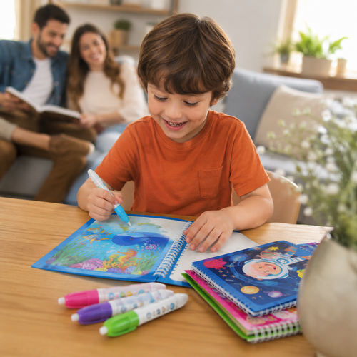 Magic Water Coloring Book (Pack of 4) – Reusable Mess-Free Painting Books for Kids