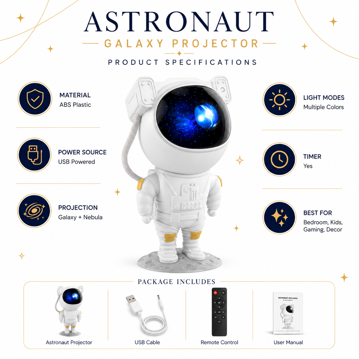 Astronaut Galaxy Projector – LED Star Night Light with Nebula & Galaxy Effects