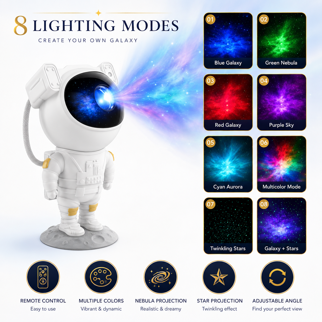 Astronaut Galaxy Projector – LED Star Night Light with Nebula & Galaxy Effects