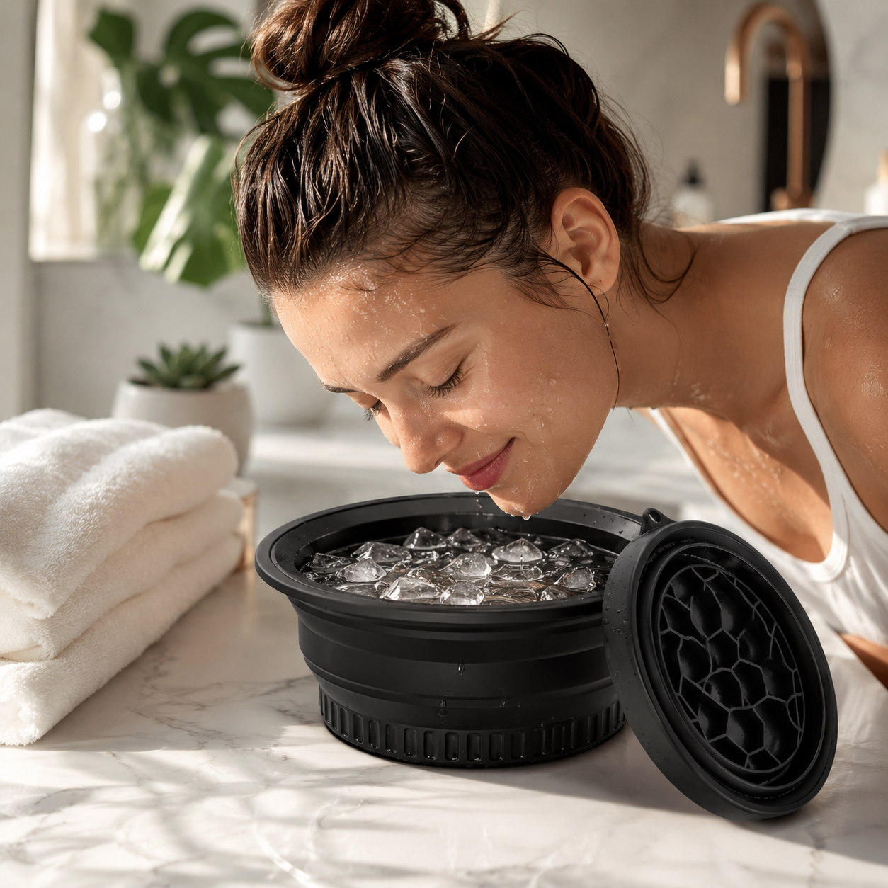 Foldable Ice Face Bowl – Reusable Silicone Ice Facial Spa Bowl for Glowing Skin