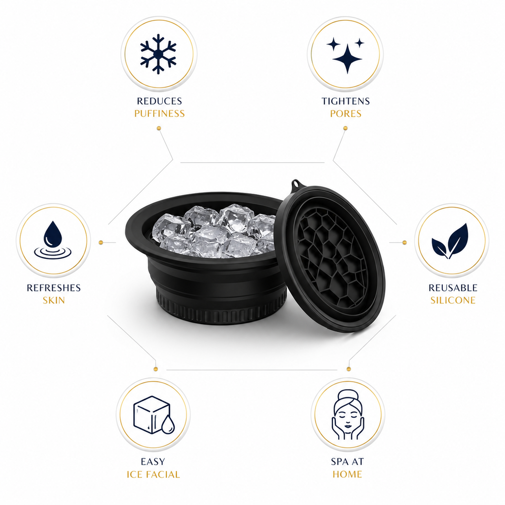 Foldable Ice Face Bowl – Reusable Silicone Ice Facial Spa Bowl for Glowing Skin