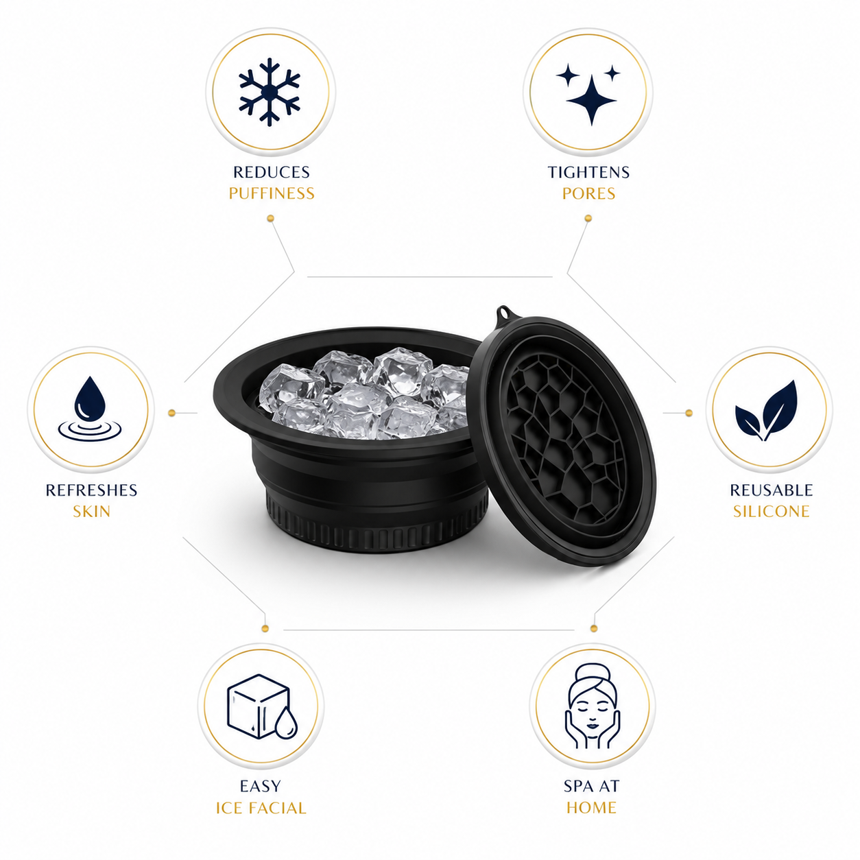 Foldable Ice Face Bowl – Reusable Silicone Ice Facial Spa Bowl for Glowing Skin